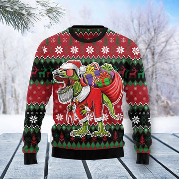 litzzy T-Rex Santa Christmas T1711 Ugly Christmas Sweater -  Best Gift For Christmas, Noel Malalan - Christmas Signature sweater   