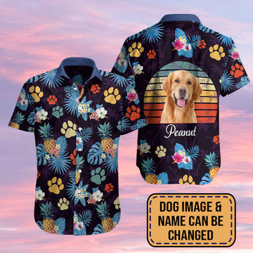 litzzy Custom Vintage Tropical Dog - Hawaiian Shirt Personalizedwitch For Dog Lover Hawaii Shirt   