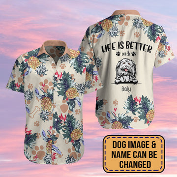 litzzy Custom Life Is Better With Dog - Hawaiian Shirt Personalizedwitch For Dog Lover Hawaii Shirt   