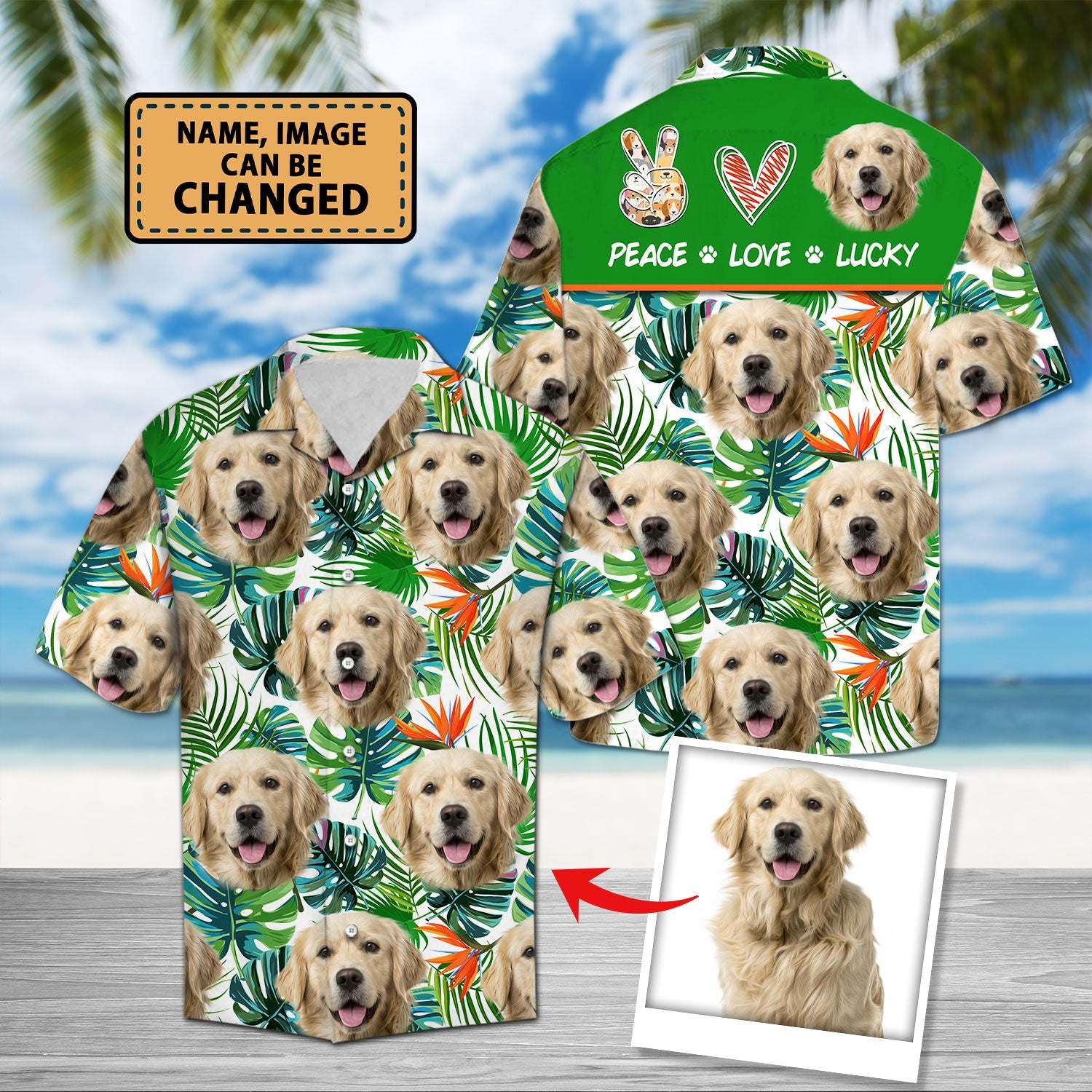 litzzy Custom Peace Love Dog - Hawaiian Shirt Personalizedwitch For Dog Lovers Hawaii Shirt   