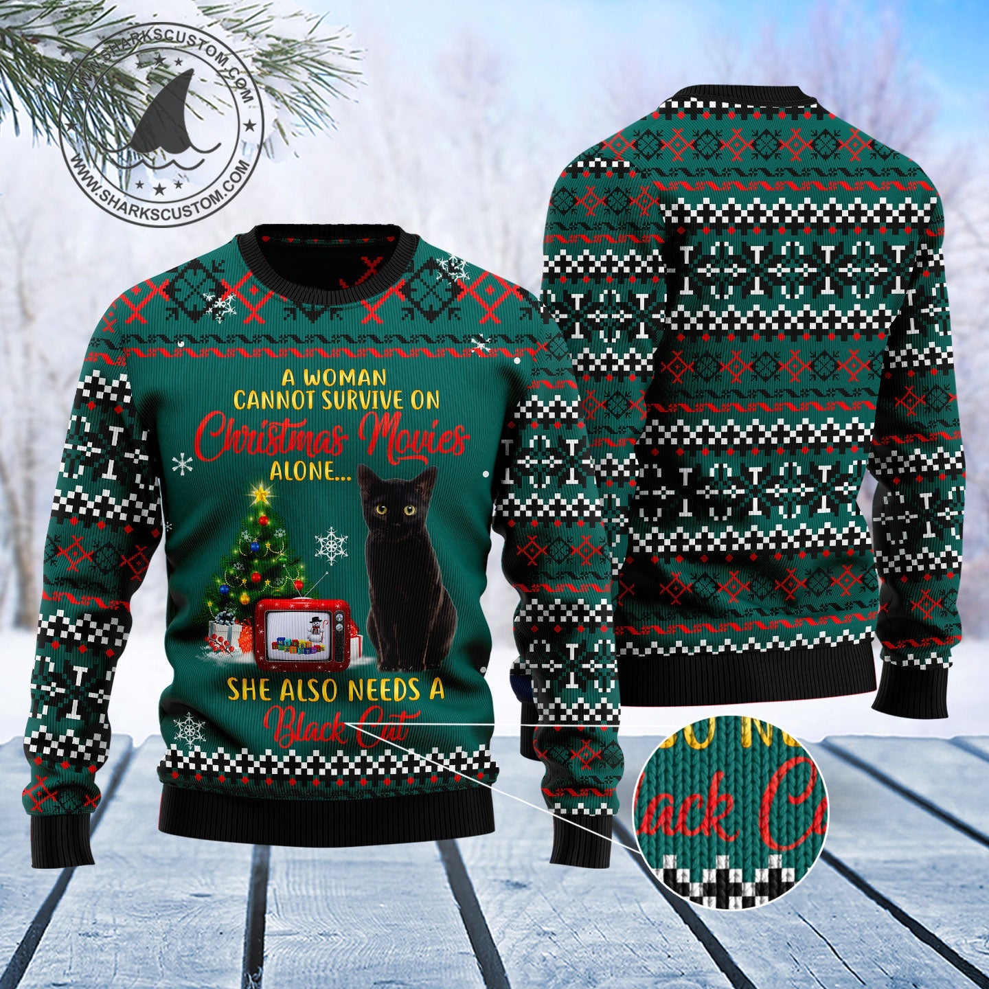litzzy Black Cat Christmas Movie T2710 Ugly Christmas Sweater -  Best Gift For Christmas, Noel Malalan - Christmas Signature sweater   