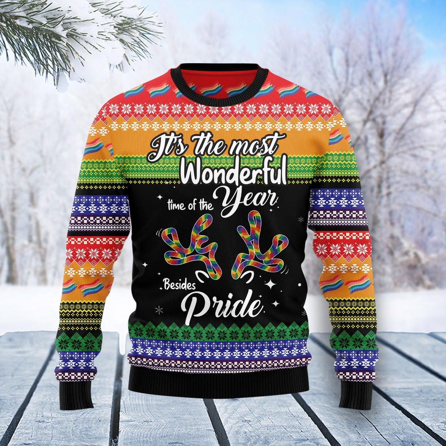 litzzy LGBT Beside Pride T0411 Ugly Christmas Sweater -  Best Gift For Christmas, Noel Malalan - Christmas Signature sweater   