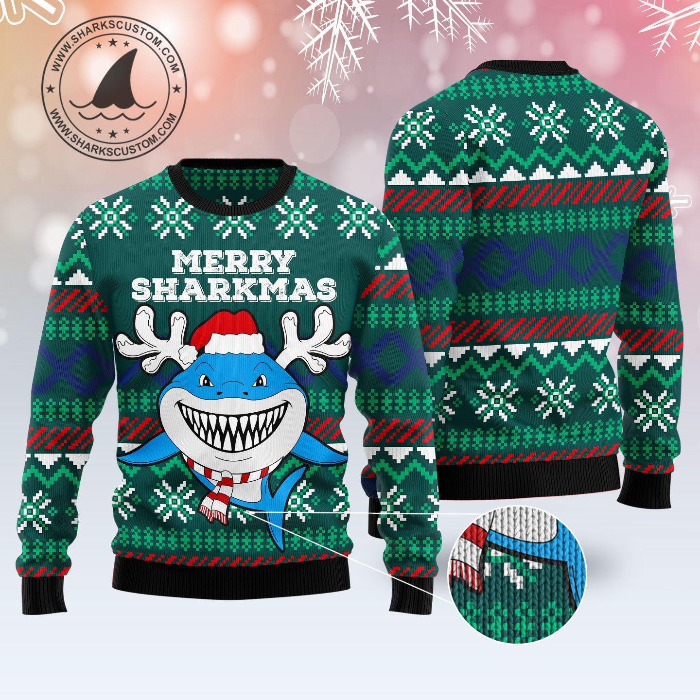 litzzy Merry Sharkmas T0311 Ugly Christmas Sweater -  Best Gift For Christmas, Noel Malalan - Christmas Signature sweater   