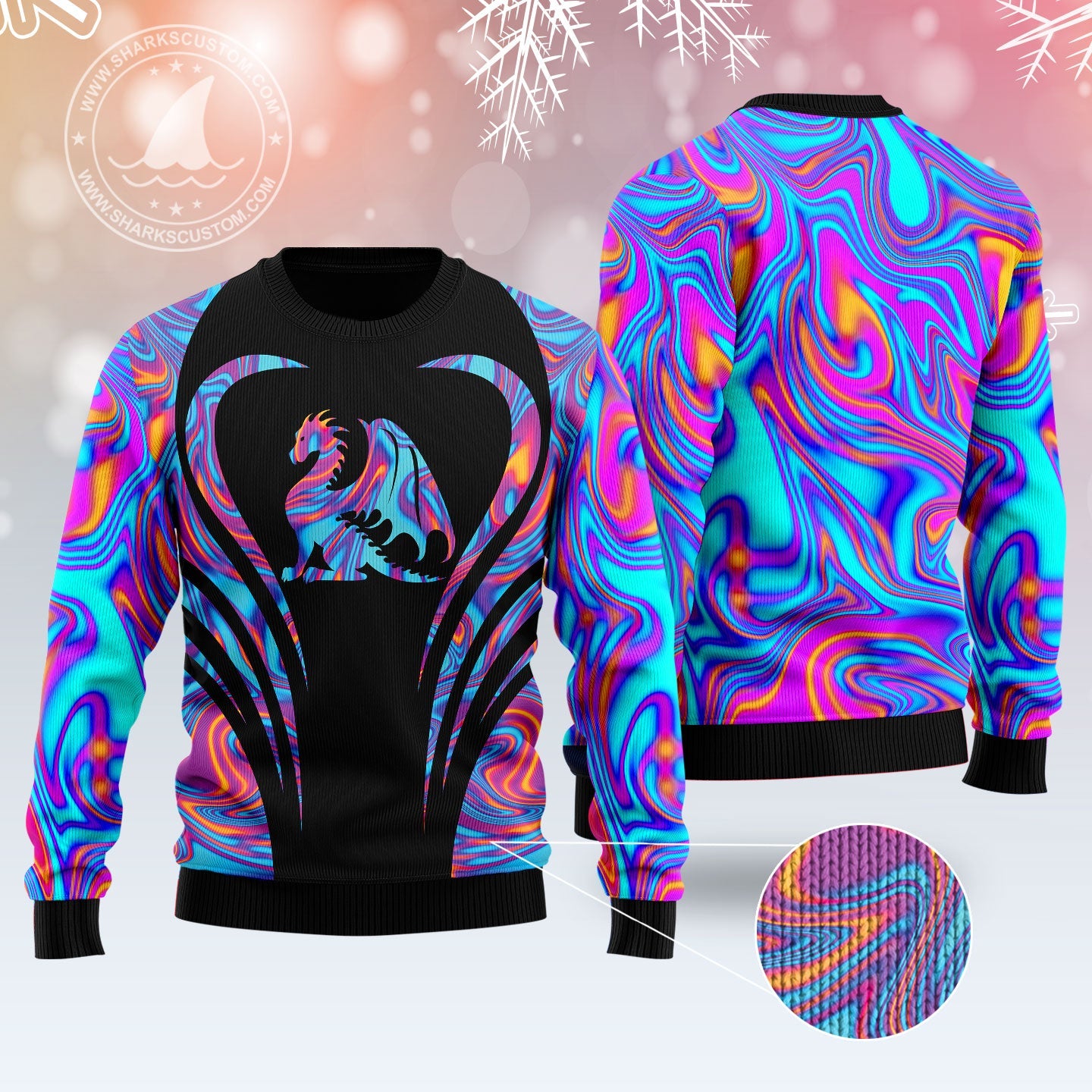 litzzy Dragon Color T710 Ugly Christmas Sweater -  Best Gift For Christmas, Noel Malalan - Christmas Signature sweater   