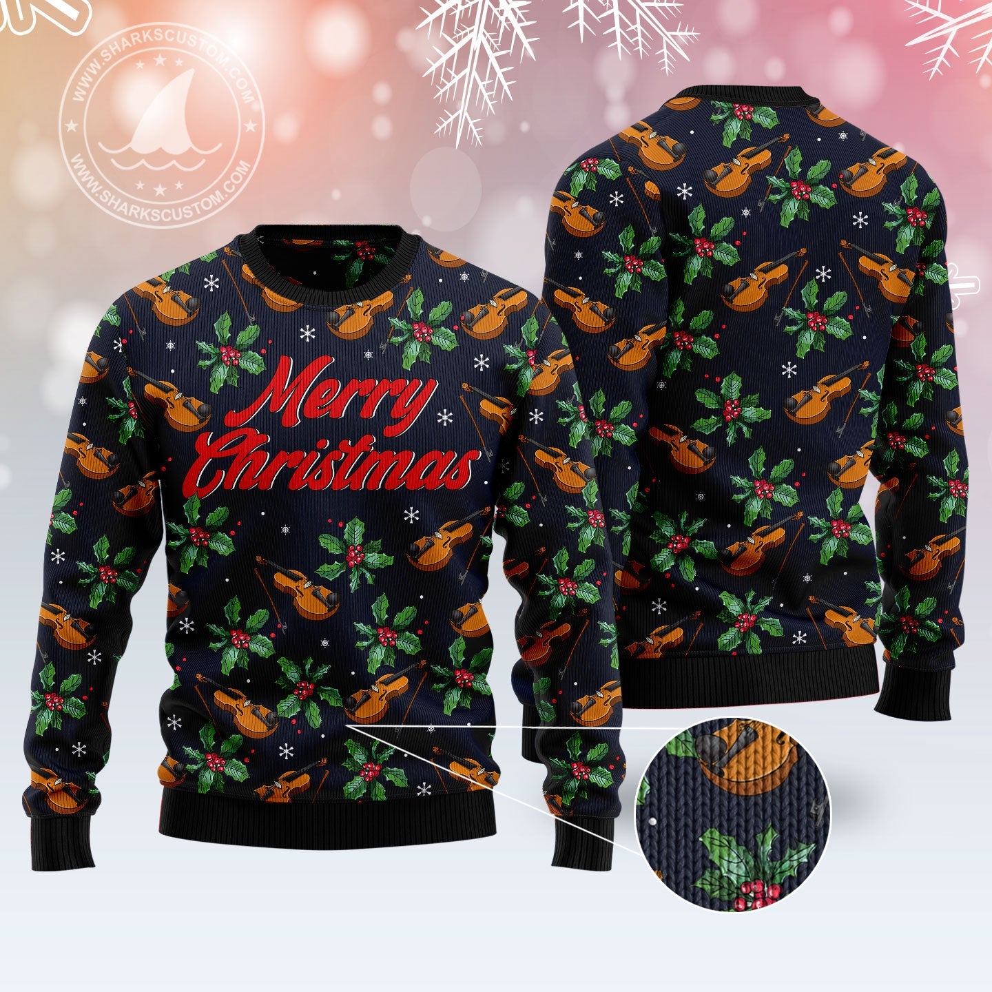 litzzy Violin Christmas T910 Ugly Christmas Sweater -  Best Gift For Christmas, Noel Malalan - Christmas Signature sweater   