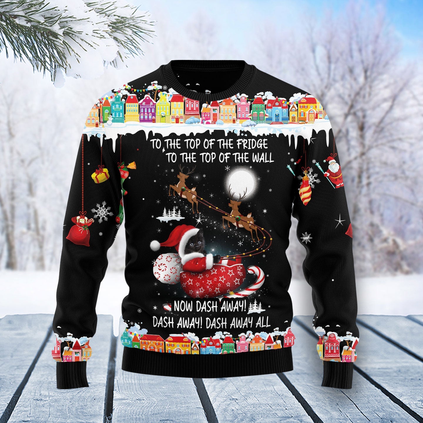 litzzy Black Cat Sleigh Christmas T0911 Ugly Christmas Sweater -  Best Gift For Christmas, Noel Malalan - Christmas Signature sweater   