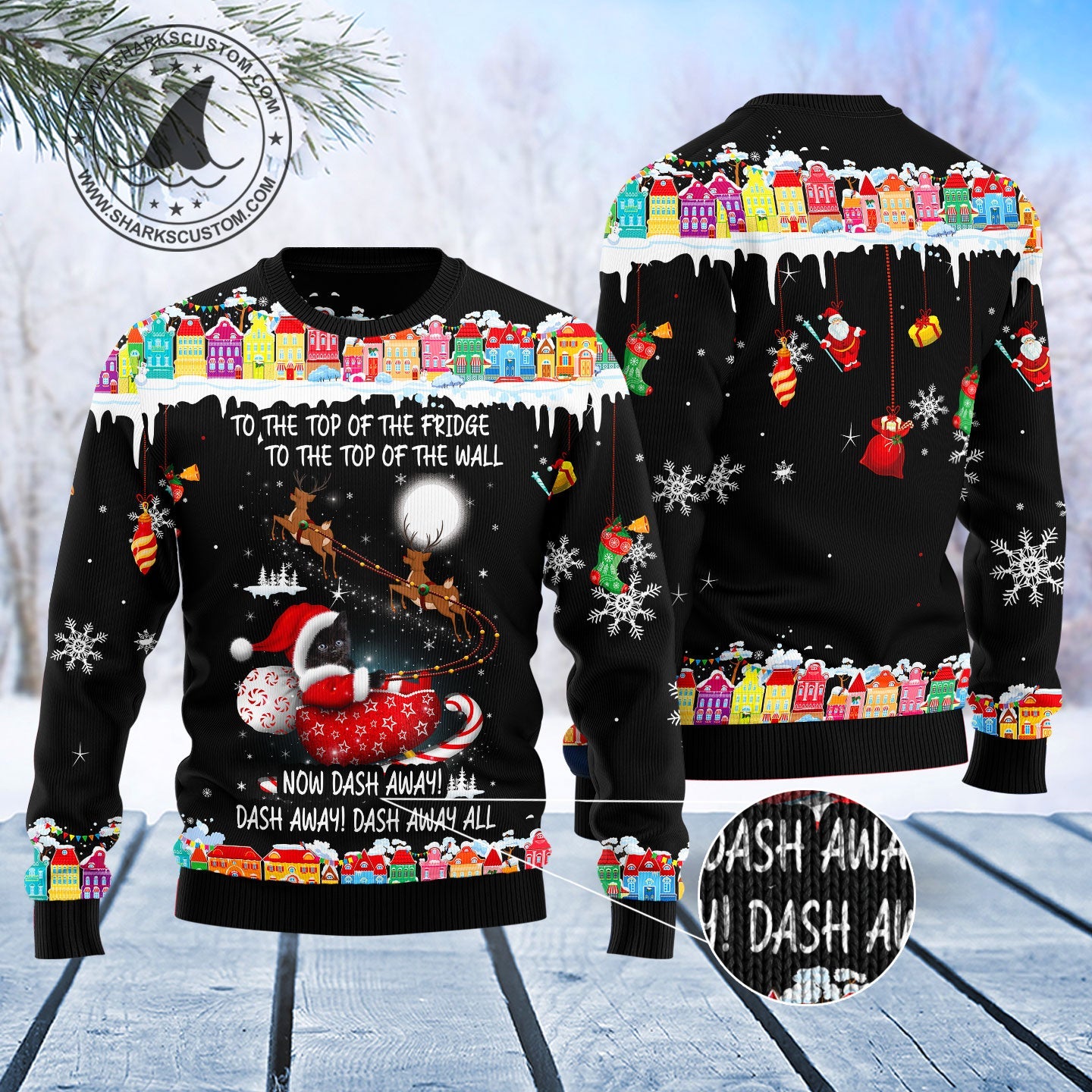 litzzy Black Cat Sleigh Christmas T0911 Ugly Christmas Sweater -  Best Gift For Christmas, Noel Malalan - Christmas Signature sweater   