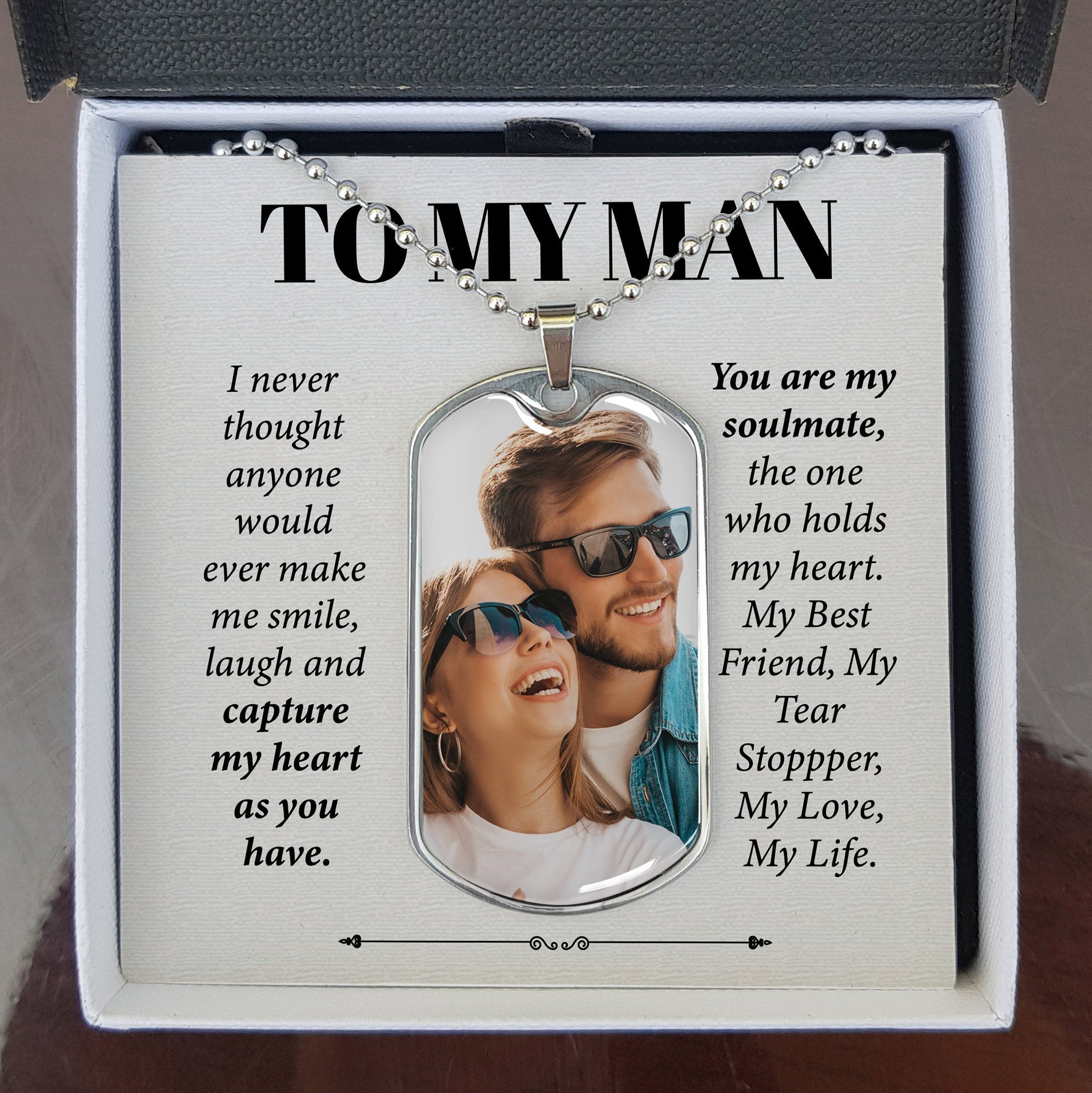 litzzy To My Man - You Are My Soulmate - Photo Dog Tag Necklace - To My Man, Gift For Man Jewelry   