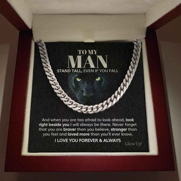 litzzy To my Man - Stand tall - Cuban Link Chain - To My Boyfriend , Gift For Boyfriend Jewelry 316L Stainless Steel  
