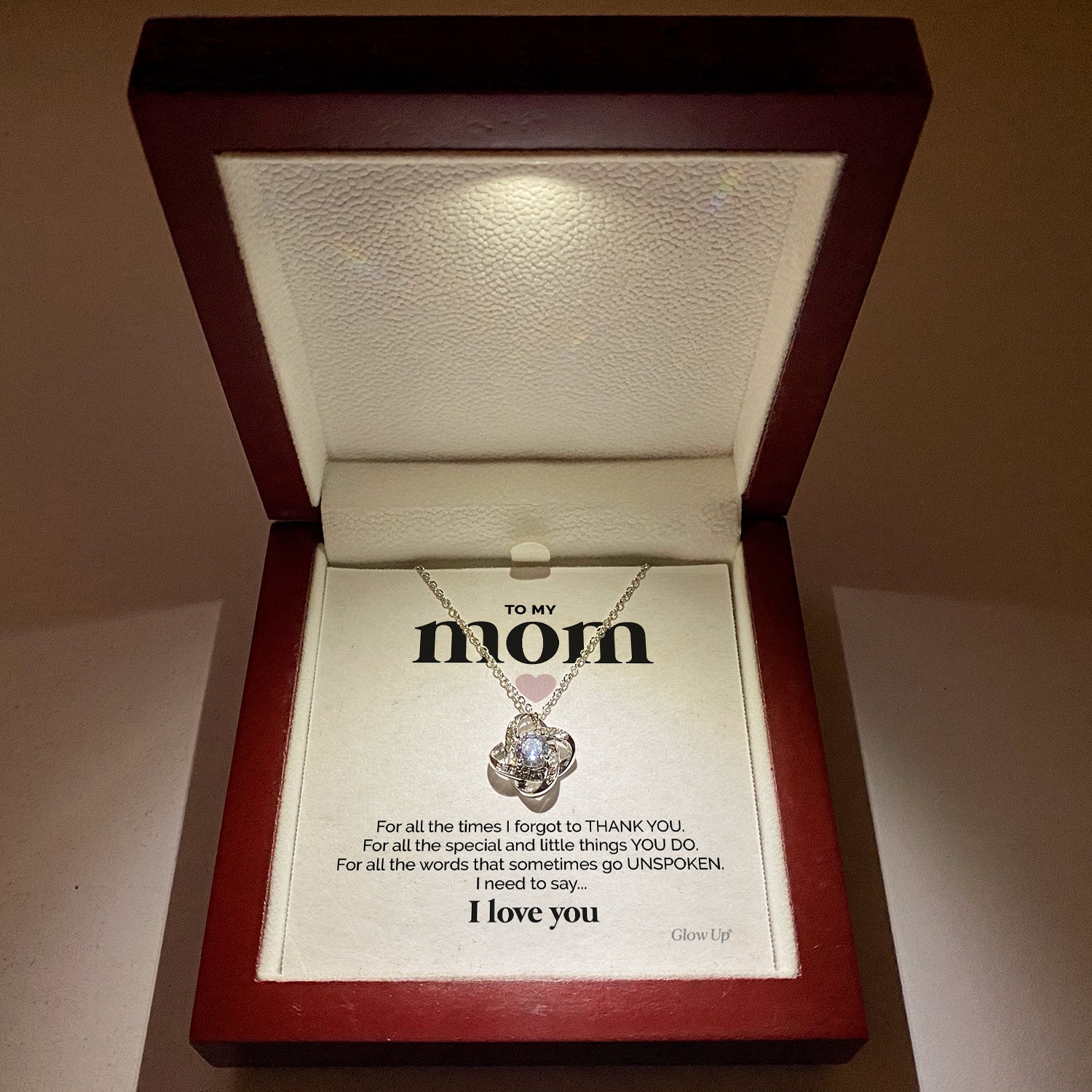litzzy To My Mom - Thank You - Loveknot Necklace Jewelry   