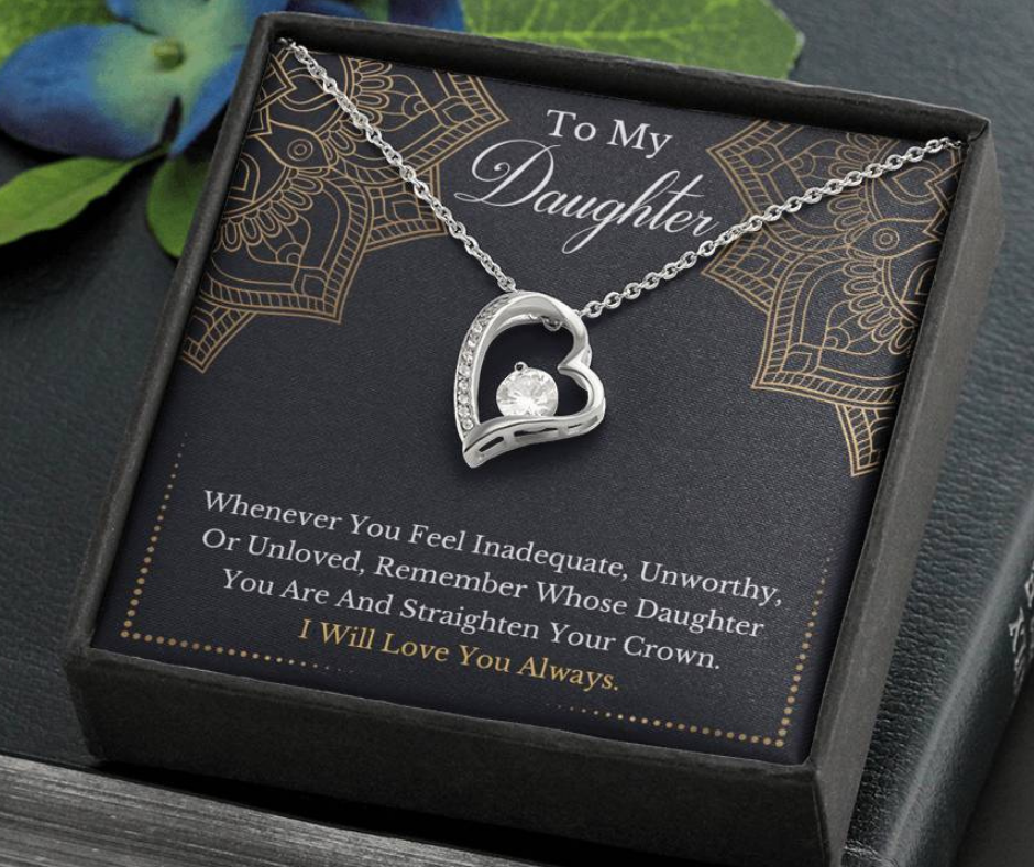 litzzy To My Daughter - Remember Whose Daughter You Are And Straighten Your Crown- Forever Love Necklace jewelry   