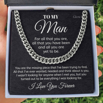 litzzy To my Man - Cuban Link Chain - For all that you are - To My Boyfriend , Gift For Boyfriend Jewelry 316L Stainless Steel Two Toned Box 