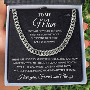 litzzy To my Man - Cuban Link Chain - I may not be your First date - To My Boyfriend , Gift For Boyfriend Jewelry 316L Stainless Steel Two Toned Box 