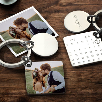 litzzy Personalized Calendar Keyring Custom Engraved Photo Keychain Keychain Color Printed Silver  