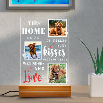 litzzy Custom Pet Photo Lamp, Pet Memorial Standing Frame, Personalized Pet Photo Night Light, Pet Lover Gift Memorial Gift, Anniversary Gift For Dog Mom Dog Dad Night Light Rectangle base 6x9  