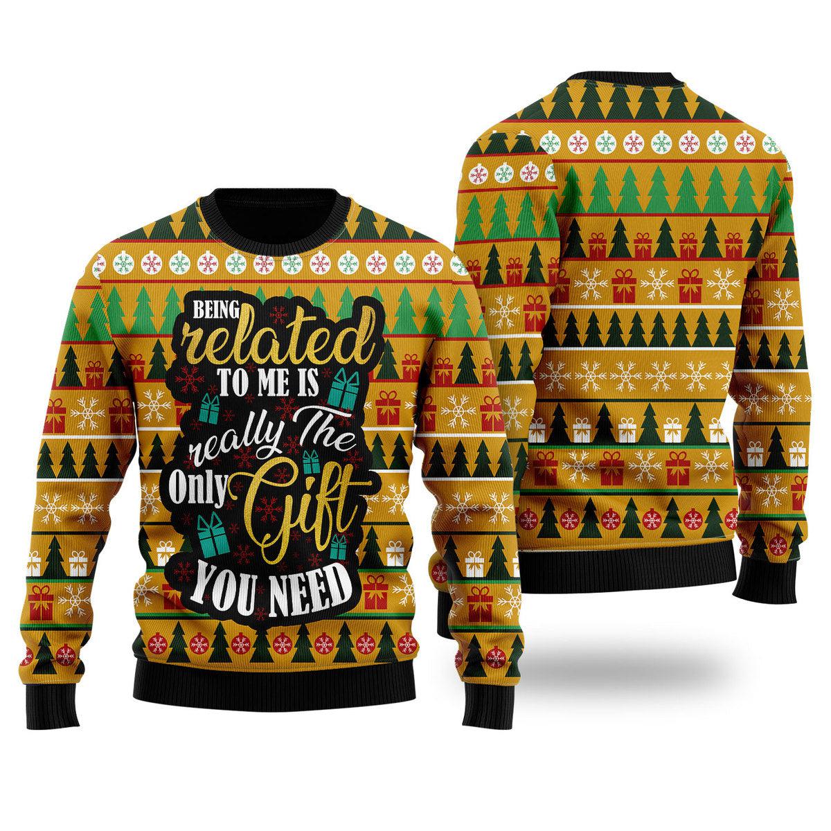 litzzy The Only Gift You Need Ugly Christmas Sweater | For Men & Women | Adult | US4460 - Ugly Sweater Gift For Lover sweater S Colorful 