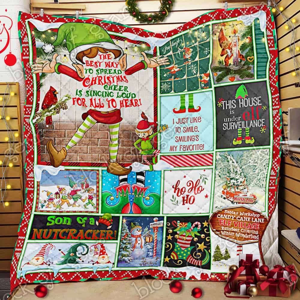 litzzy The Best Way To Spread Christmas Cheer Elf GS-CL-NT2810 Fleece Balnket Quilt Blanket   
