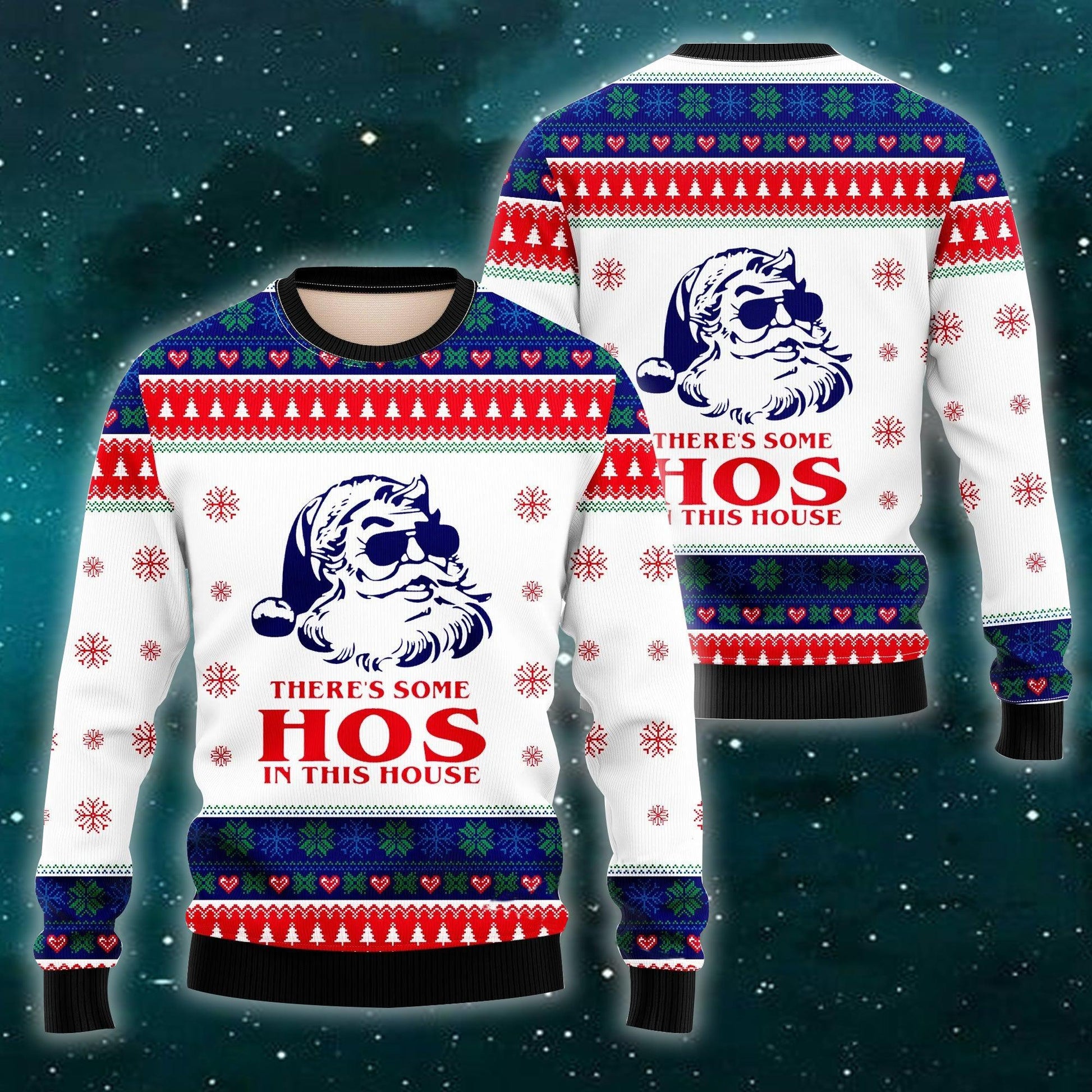 litzzy There's Some Hos In This House Ugly Christmas Sweater | For Men & Women | US1670 - Ugly Sweater Gift For Lover sweater Colorful S 