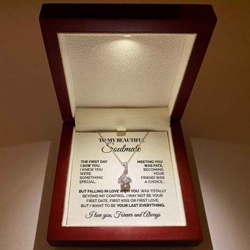 litzzy To My Beautiful Soulmate - The First Day I Saw You - Alluring Necklace - Gift For Soulmate Jewelry Mahogany Style Luxury Box  