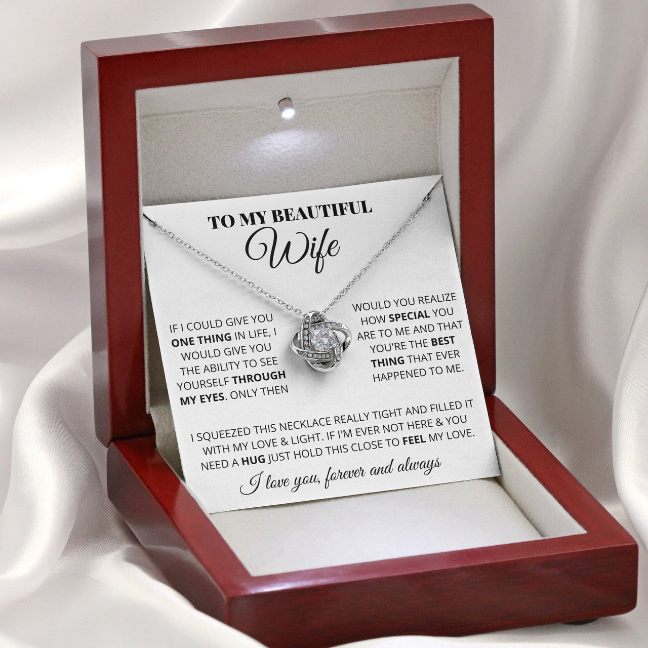 litzzy To My Beautiful Wife Love Knot Necklace - Romantic Anniversary Gift For Wife - To My Wife Neclace Gift Jewelry   