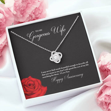 litzzy To My Gorgeous Wife Happy Anniversary Love Knot Necklace - Gift Set For Wife    