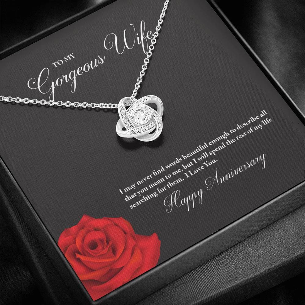 litzzy To My Gorgeous Wife Happy Anniversary Love Knot Necklace - Gift Set For Wife    