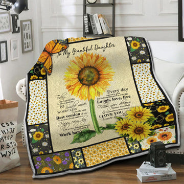 litzzy To My Beautiful Daughter Fleece Blanket HST19103846 Fleece Blanket   