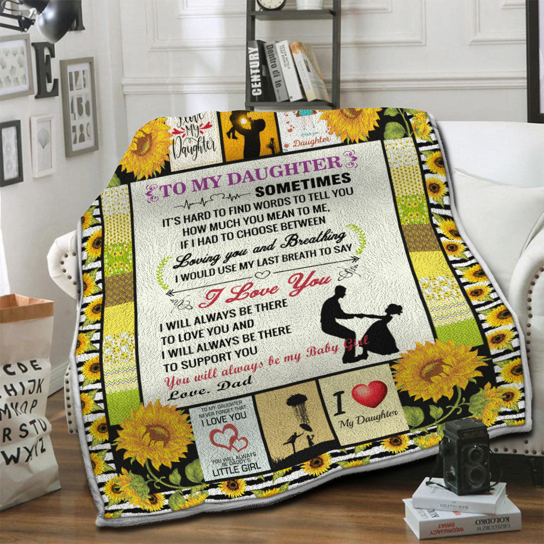 litzzy To My Daughter Loving You Fleece Blanket HST19103847 Fleece Blanket   