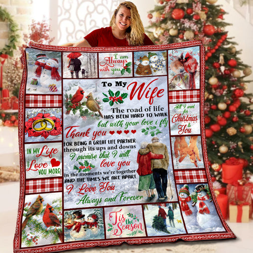 litzzy To My Wife Christmas LML111143DT Fleece Blanket Quilt Blanket   