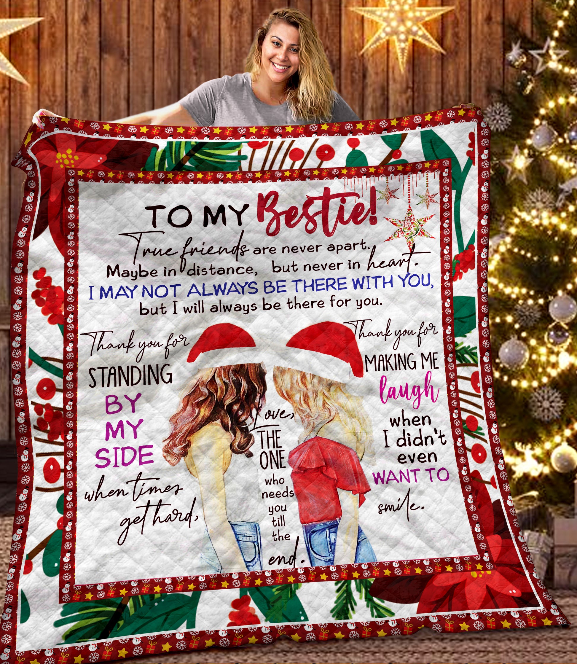 litzzy To my Bestie Christmas DTH101103HD Fleece Blanket Quilt Blanket   