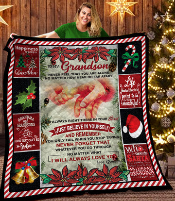 litzzy To my Grandson Christmas DTH121105HD Fleece Blanket Quilt Blanket   