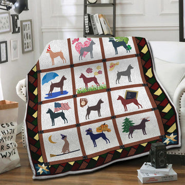litzzy Toy Fox Terrier Fleece Blanket HST19101175 Fleece Blanket   