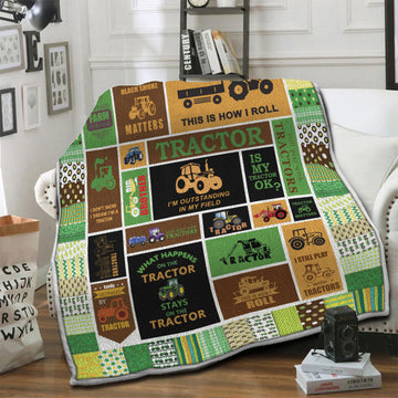 litzzy Tractor HQT16101225 Fleece Blanket Fleece Blanket   