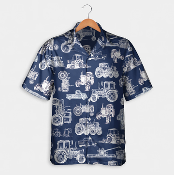 litzzy Tractor pattern white and blue, red, green Hawaiian Shirt, Summer gift, Short Sleeve Aloha Beach Shirt - Aloha shirt Hawaiian Hawaii Shirt For Summer Hawaii Shirt Style 2 XS 