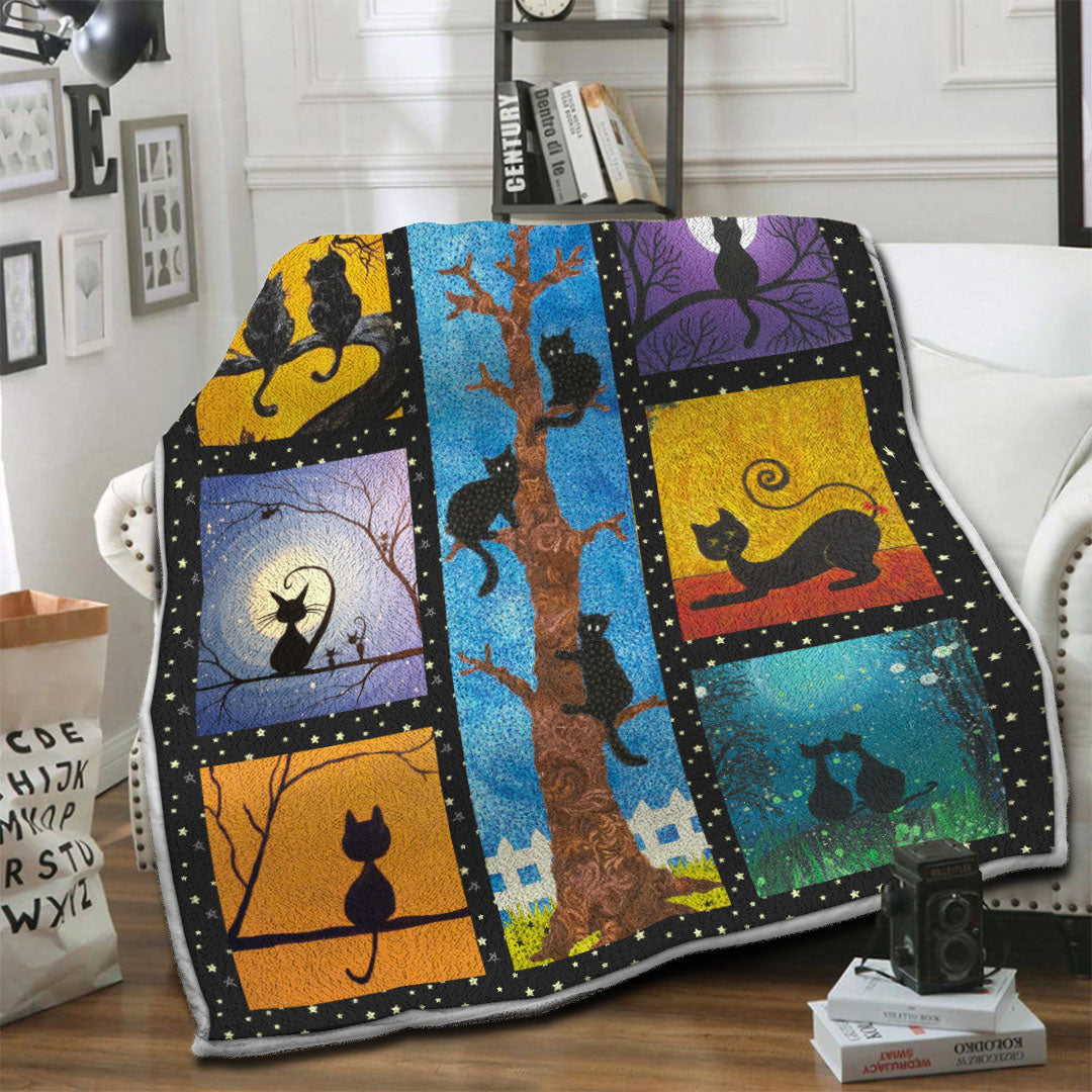 litzzy Tree Of Cat Fleece Blanket HST1910184 Fleece Blanket   