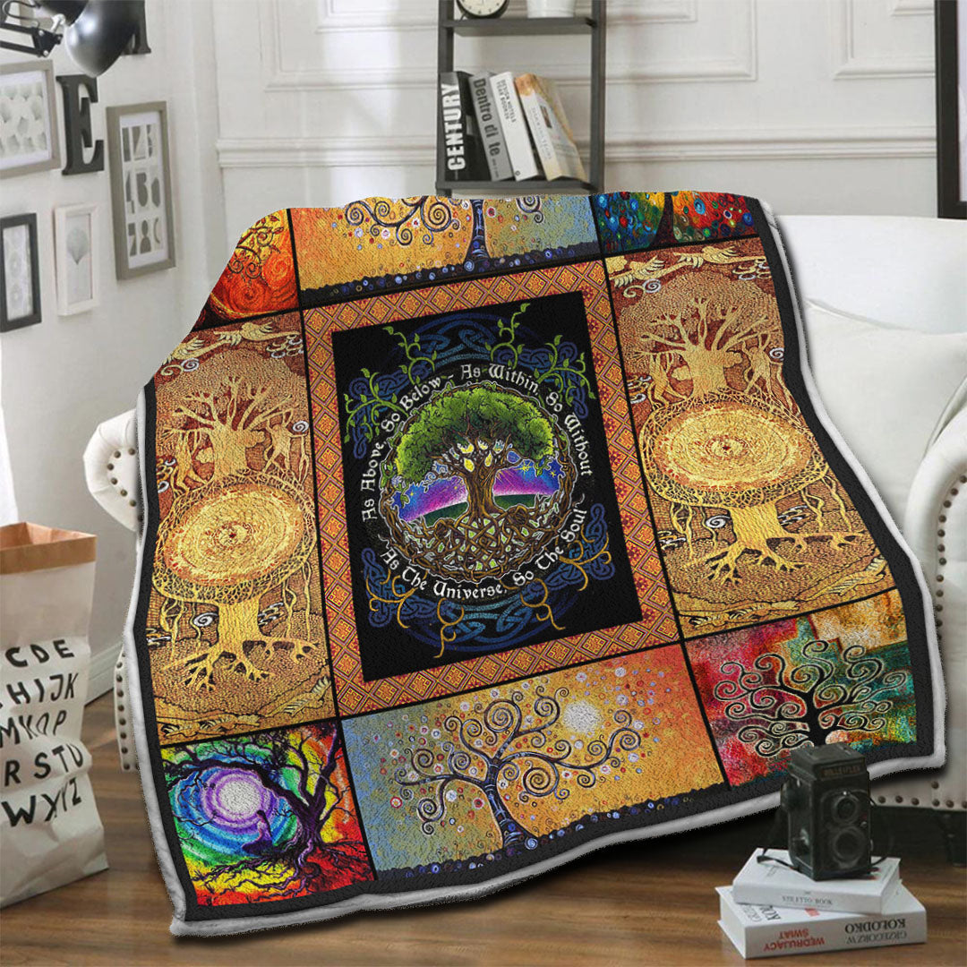 litzzy Tree Of Life Fleece Blanket HST1910186 Fleece Blanket   