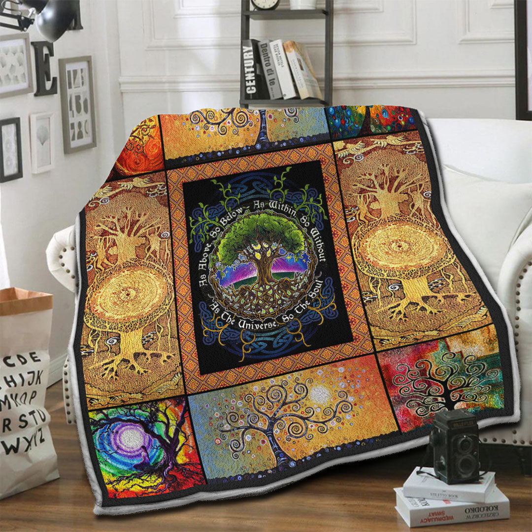 litzzy Tree Of Life Fleece Blanket HST19103858 Fleece Blanket   
