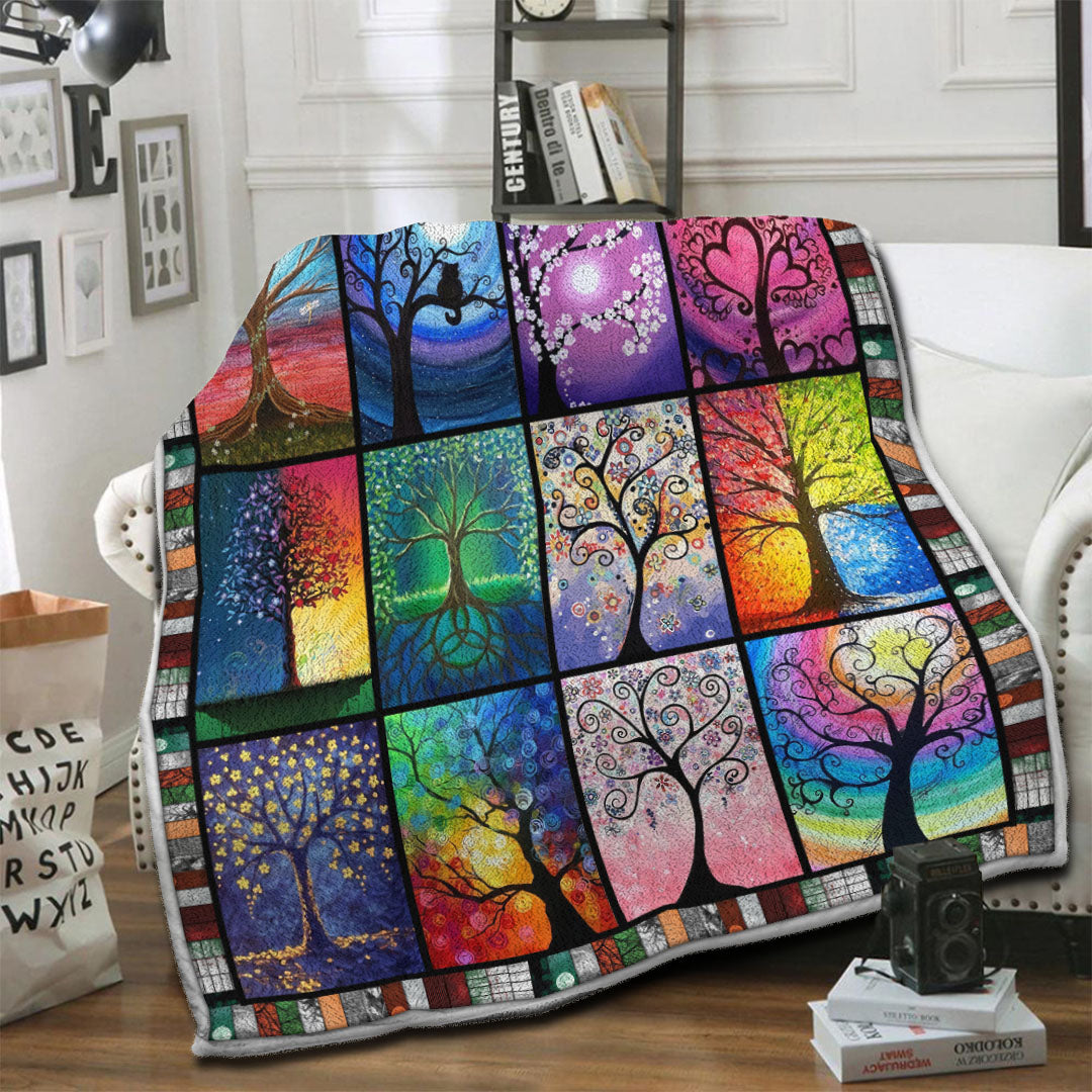 litzzy Tree Of Life HQT1410244 Fleece Blanket Fleece Blanket   