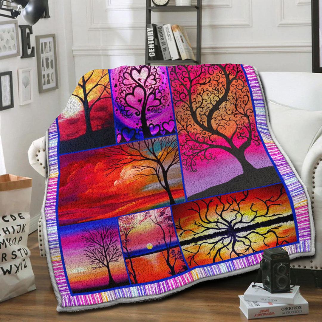litzzy Tree Of Life HQT1410245 Fleece Blanket Fleece Blanket   