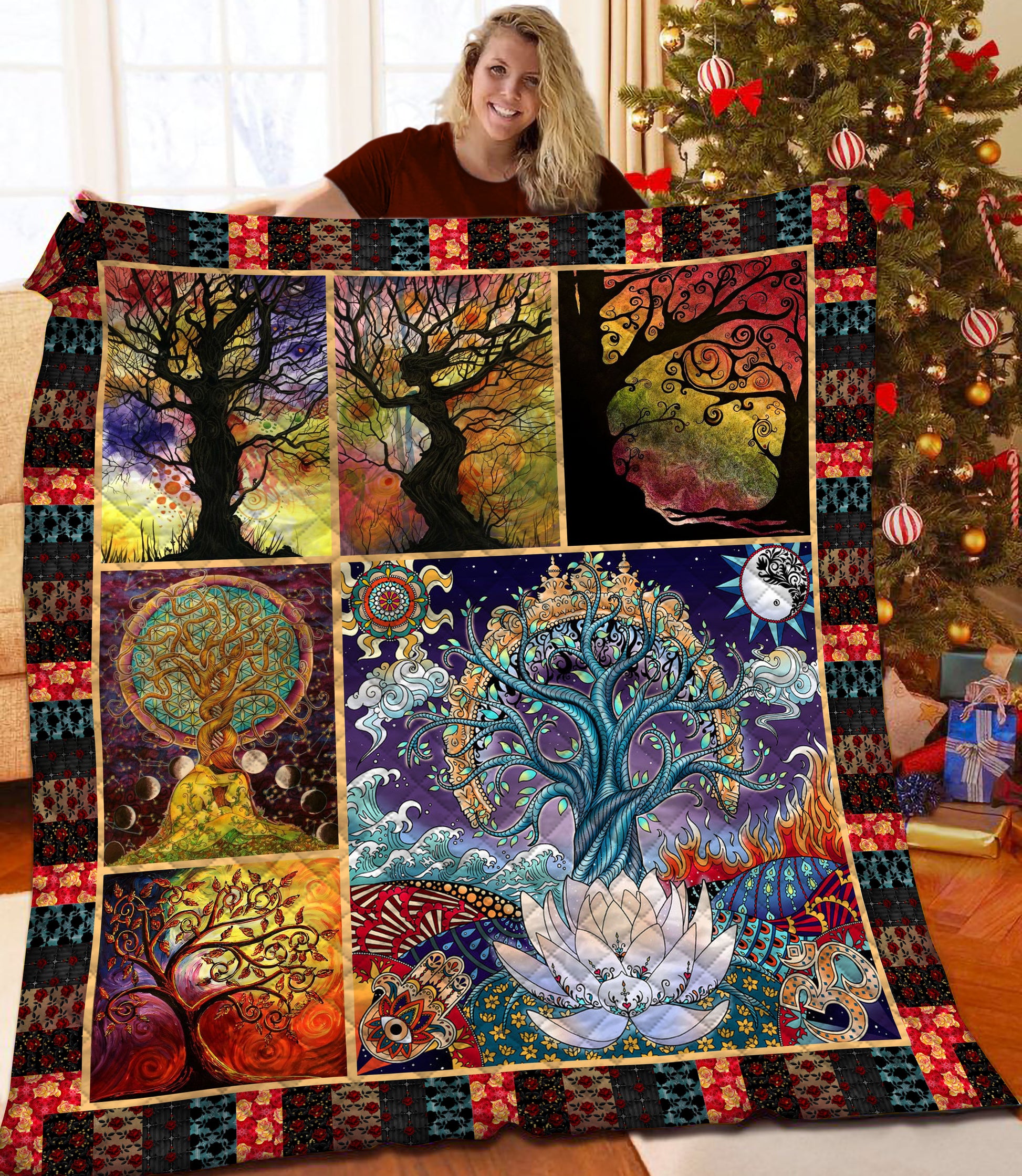 litzzy Tree Of Life Fleece Blanket HQT2011241 Quilt Blanket   