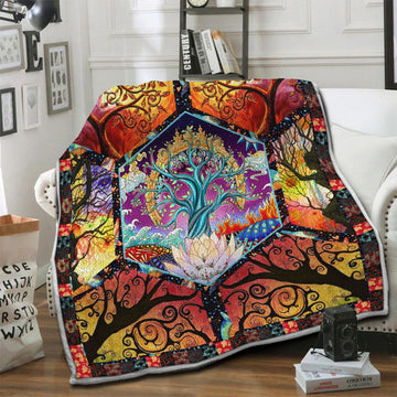 litzzy Tree Of Life HQT1410247 Fleece Blanket Fleece Blanket   