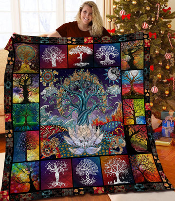 litzzy Tree Of Life Fleece Blanket HQT2011245 Quilt Blanket   