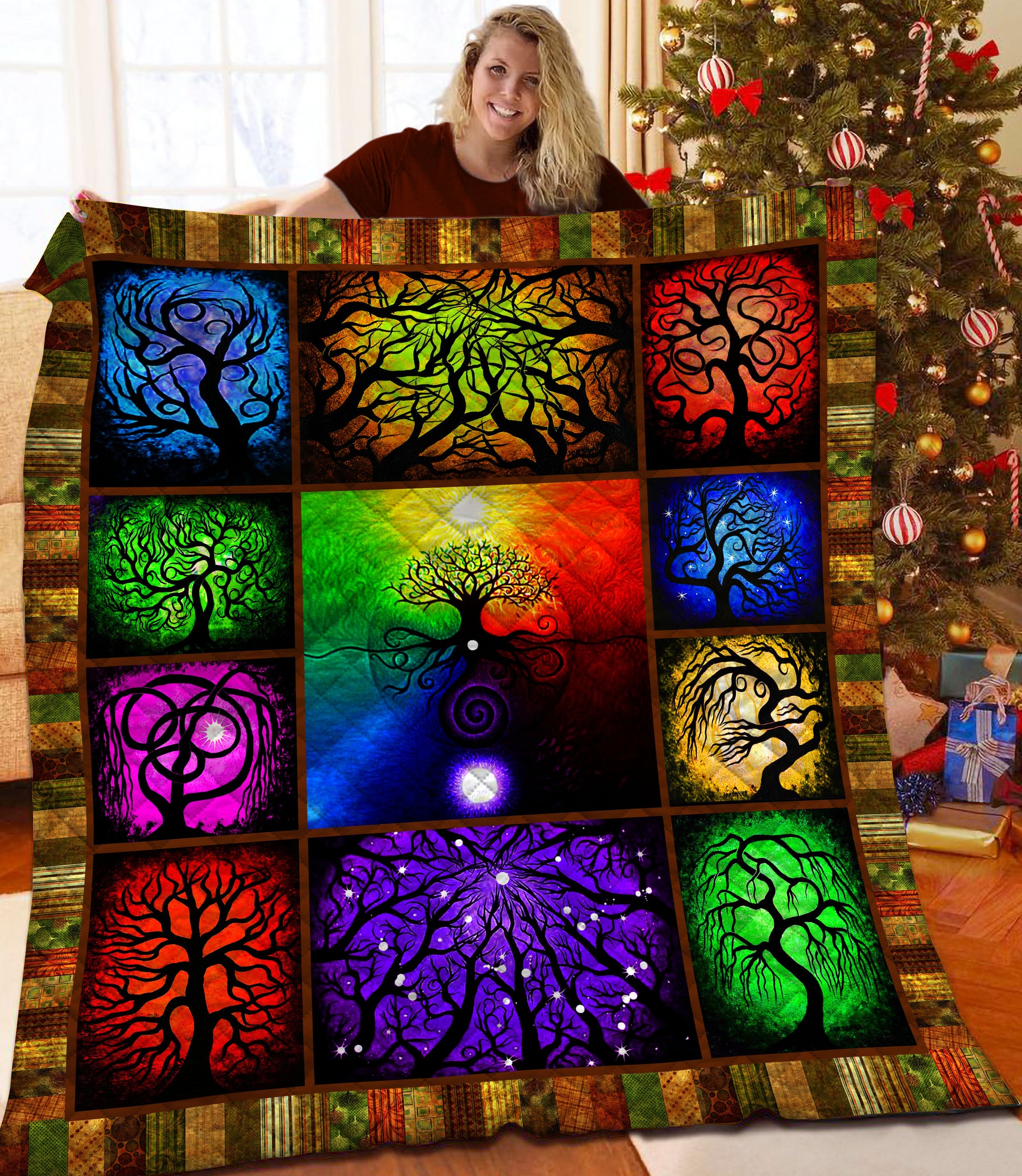 litzzy Tree Of Life Fleece Blanket HQT2011247 Quilt Blanket   