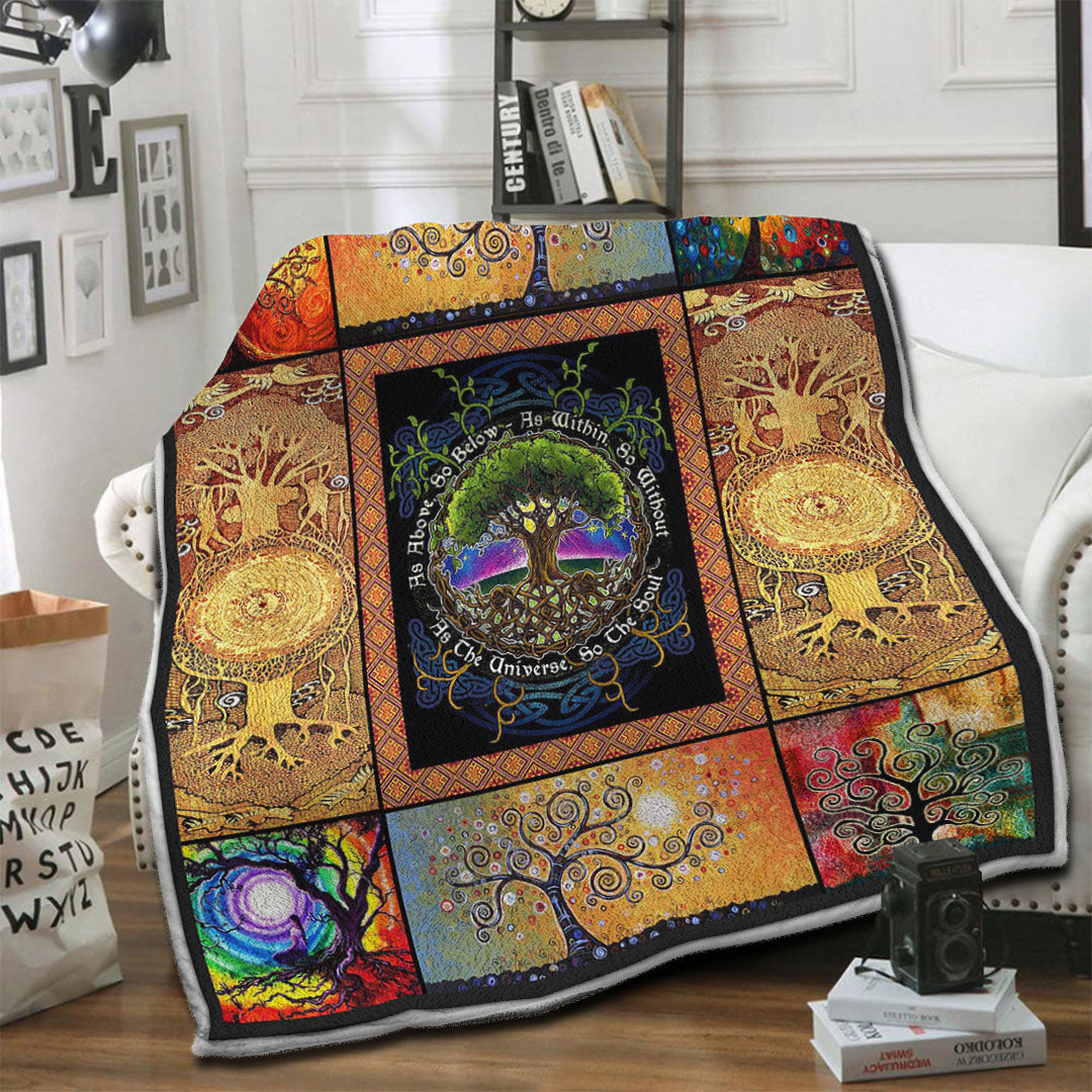 litzzy Tree Of Life HQT1410250 Fleece Blanket Fleece Blanket   