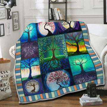 litzzy Tree Of Life HQT1410251 Fleece Blanket Fleece Blanket   