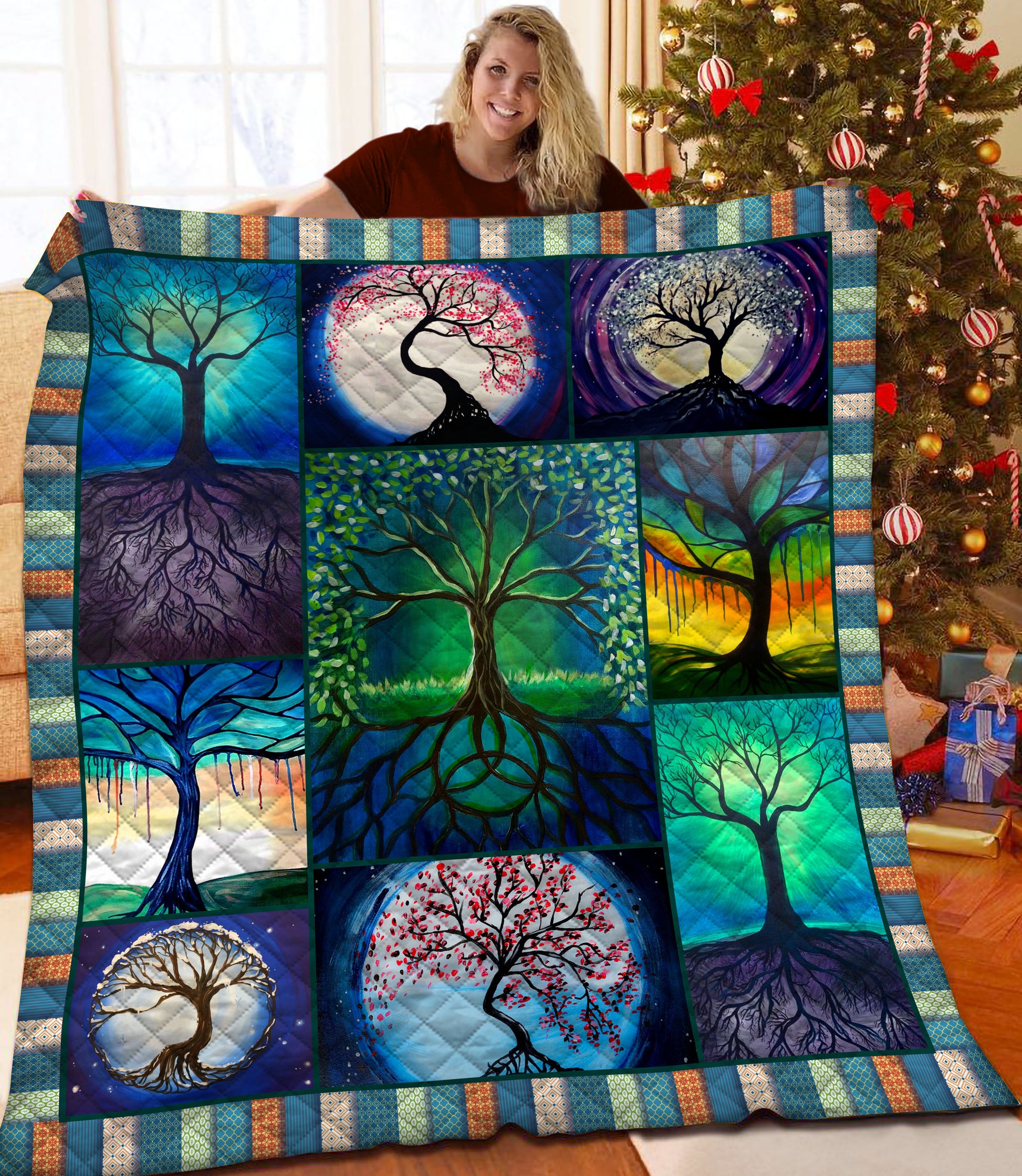 litzzy Tree Of Life Fleece Blanket HQT2011251 Quilt Blanket   