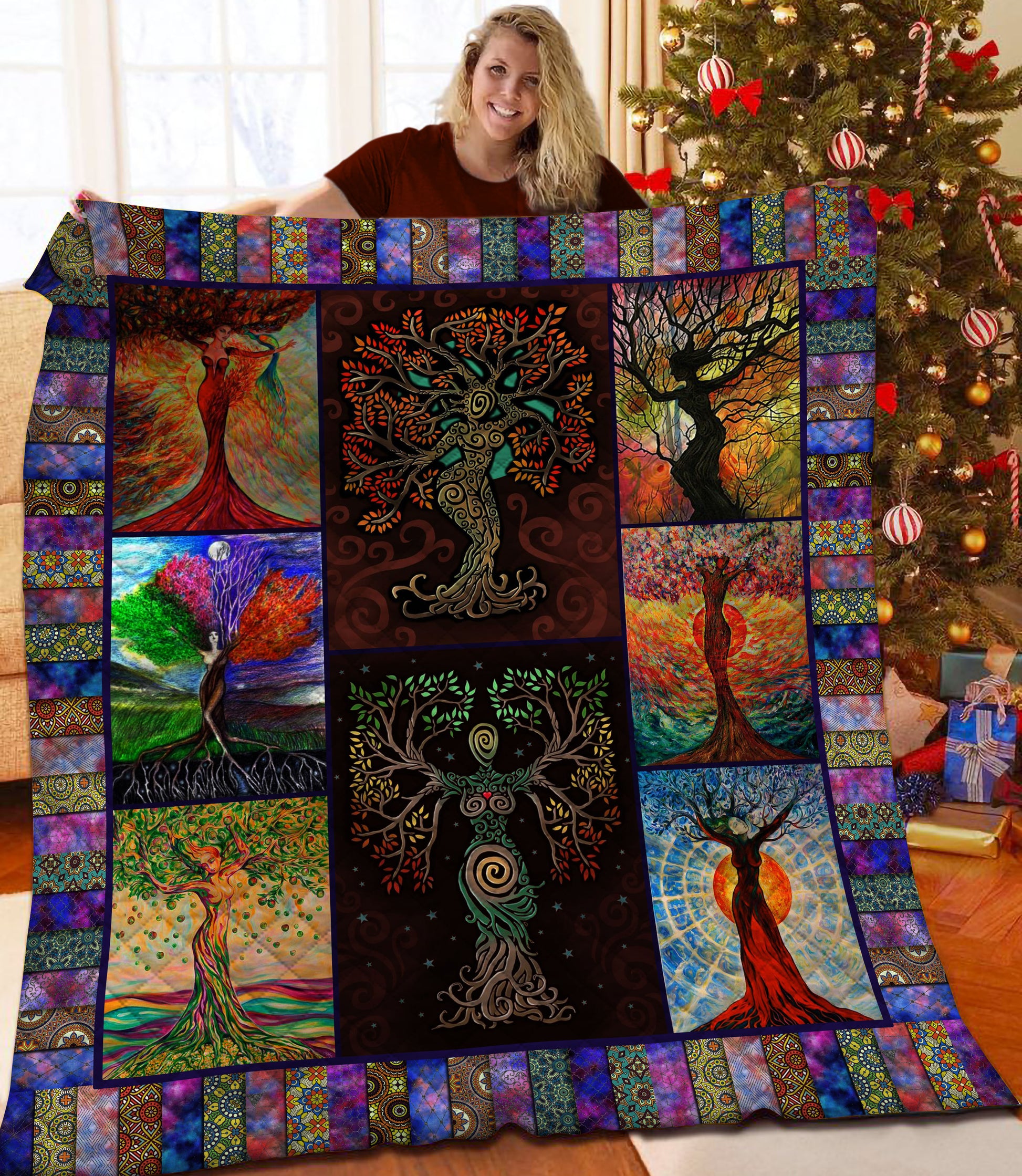 litzzy Tree Of Life Fleece Blanket HQT2011259 Quilt Blanket   