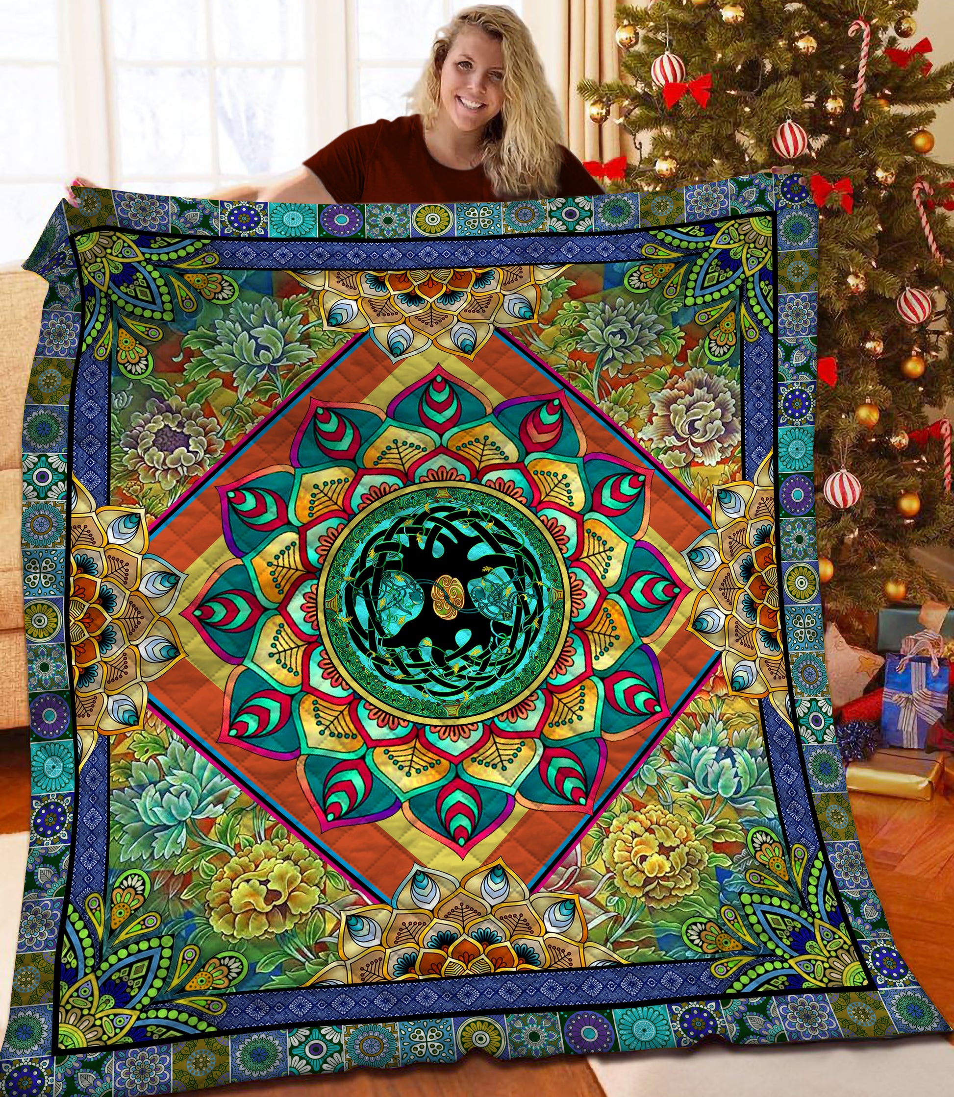 litzzy Tree Of Life Fleece Blanket HQT2011263 Quilt Blanket   