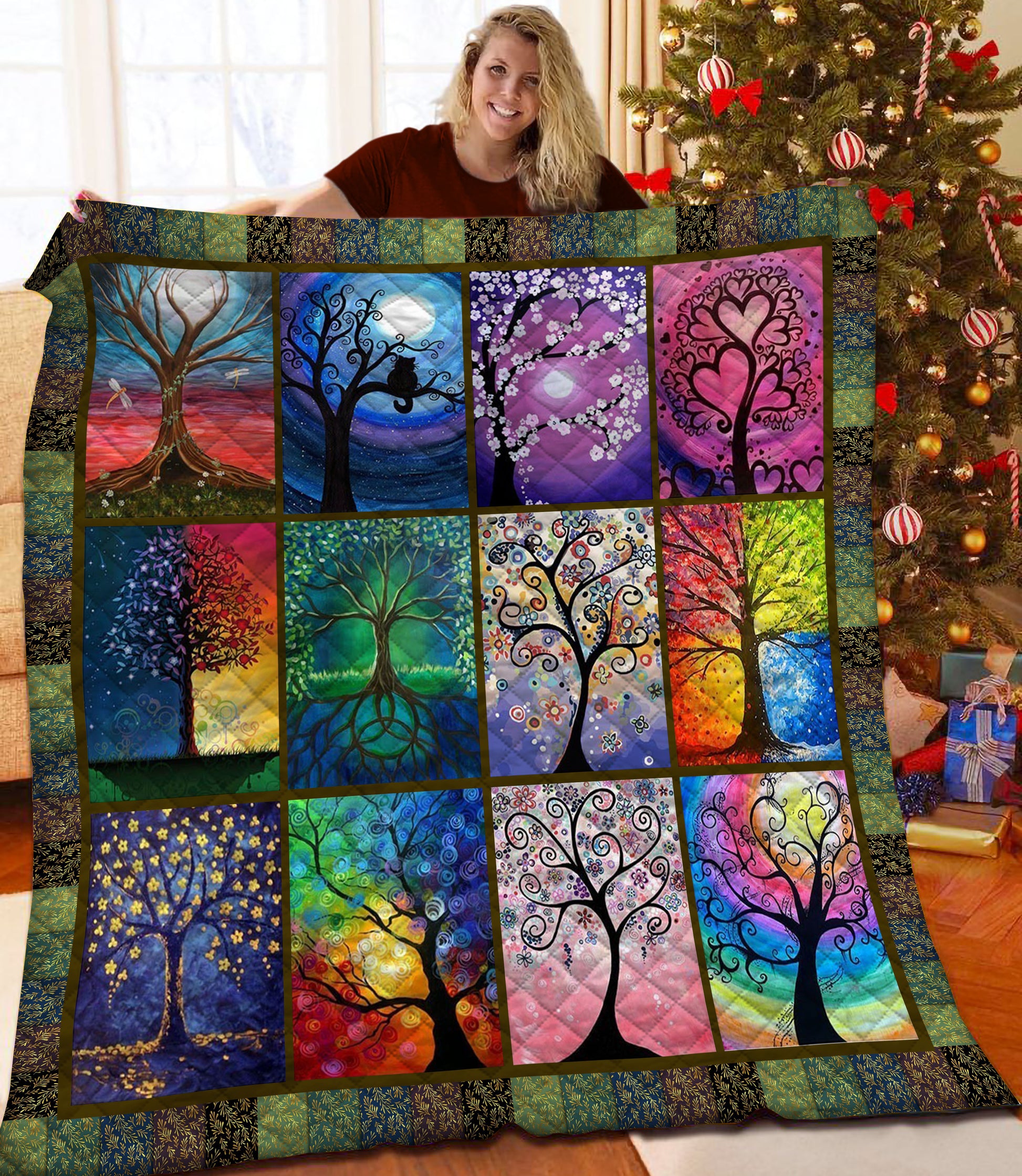 litzzy Tree Of Life Fleece Blanket HQT2011265 Quilt Blanket   