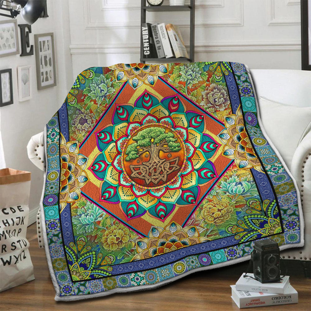 litzzy Tree Of Life HQT1410262 Fleece Blanket Fleece Blanket   